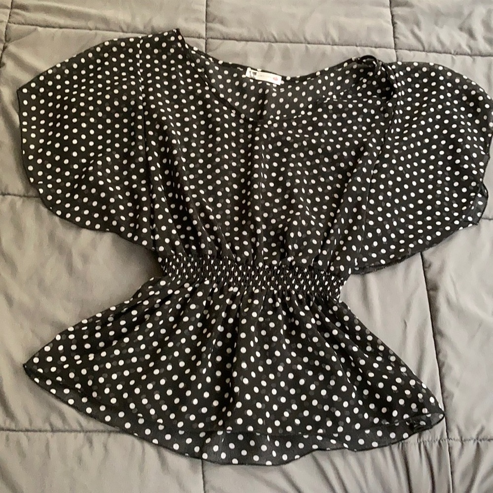 Medium Black and White Polka Dot Top